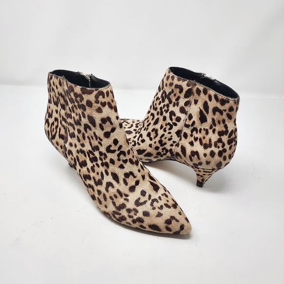 Sam Edelman Cheetah Print Cow Hair Kitten Heel Pointed Toe Ankle Boots Size 6.5 - Picture 1 of 10